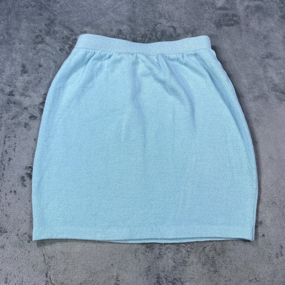 Vintage St John Collection Size 4 Santana Knit Pull On Pencil Work Skirt Blue US